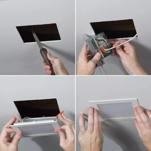 Plafon Panel Led 18w Para Embutir Cuadrado Lampara De Techo Luz Calida Levys Bazar