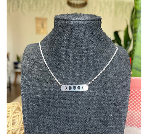 Collar Diseño Fase Lunar Modelo A Elección - Plata