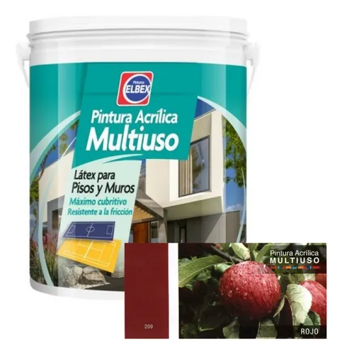 Pintura Pisos - Multiuso Elbex 1lt Rojo Acabado Mate