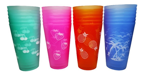 Imagen 1 de 5 de Set 6 Vasos Plásticos Resistentes Reutilizables Colores