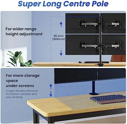 Soporte De Monitor Quad, Montaje De Monitor 4 Para Pantallas
