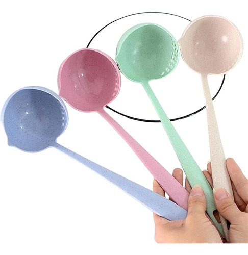 Imagen 6 de 10 de 2 Cucharones Verde Escurridor Colador Cuchara Sopa Cocina