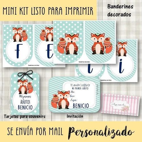 Mini Kit Imprimible Zorrito Nórdico Mod.12 Primer Añito