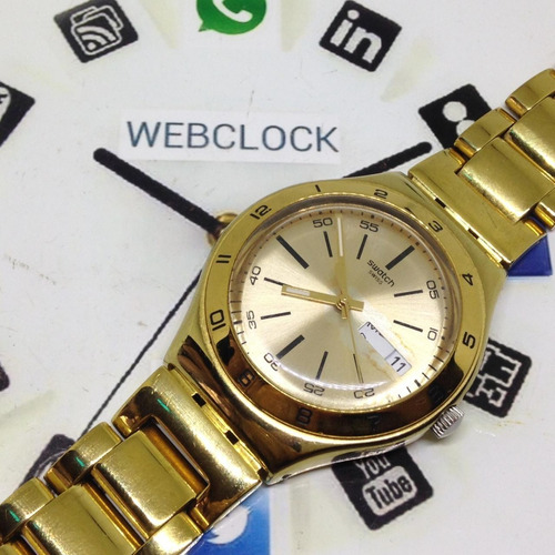 Relógio De Pulso Swatch Dourado Feminino Webclock U09840