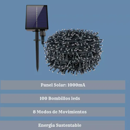 Luces De Navidad Solar Extension Luz Micro Led Navideñas