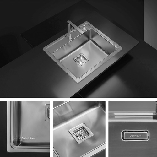 Imagen 4 de 10 de Combo Pileta Simple Cocina Johnson Quadra Q55 + Dosificador