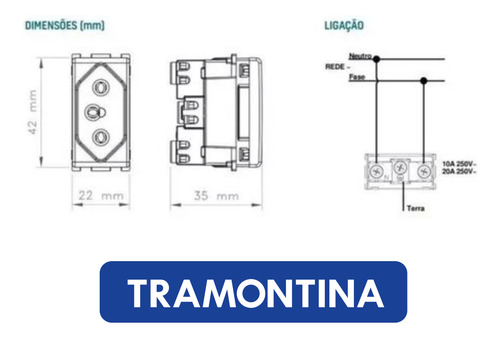 Tomada (módulo) Tramontina 2p+t 20a/250v Vermelha