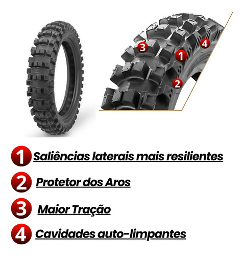 Pneu Borilli Tras 100/100-18 Off Road Exc Soft Trilha Enduro