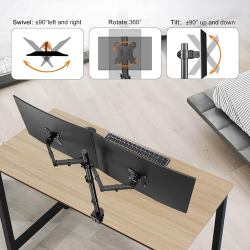 Suptek Dual Led Lcd Monitor Stand Up Desk Mount Extra T...