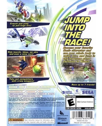 Sonic Free Riders para Xbox 360 - Sega - Jogos de Plataforma - Magazine  Luiza