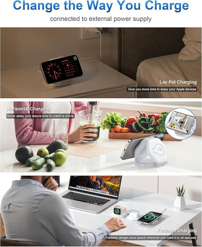 Cargador Inalámbrico 3 En 1 Usb-c Blanco