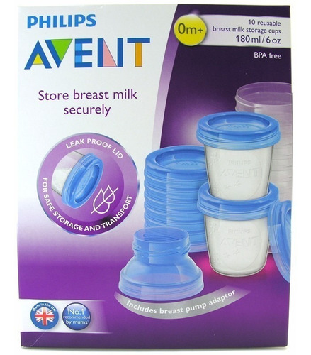 Imagen 2 de 6 de Avent Set De Vasos Almacenamiento Leche Materna Tiendamibebe