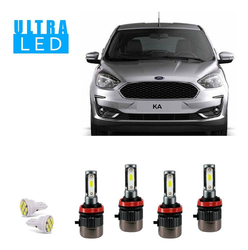 Kit Super Led Alto Baixo Milha Ford New Ka 2018 Canceller