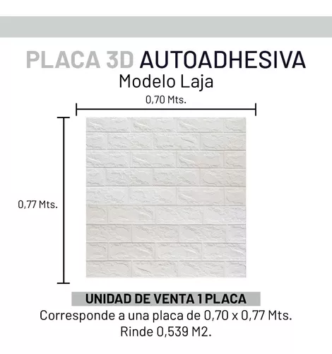 Placas 3d Vinilo Autoadhesivo Pared Ladrillo Laja 70x77 Cm