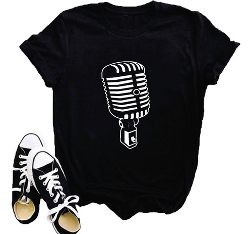 Remera 100% Algodón Musica Microfono Cantante Musico Mic #07