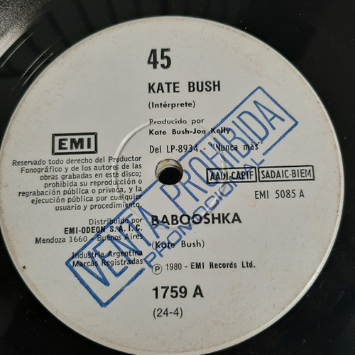 Simple Kate Bush Rca Emi C18