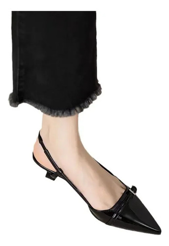 Sandalias Elegantes De Charol Con Correa Trasera Para Mujer