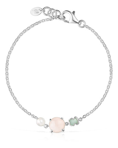 Pulsera Tous Mini Color De Plata, Cuarzo Rosa, Amazonita