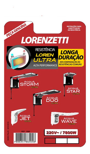 Resistência Chuveiro Acqua Duo Ultra Storm Star Lorenzetti