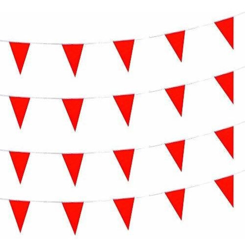 Serpentinas - Autop Solid Red Pennant Banner Flags String Tr