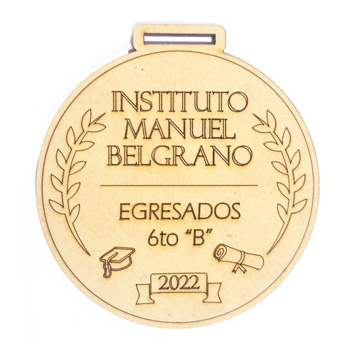 100 Medallas Egresados Gorro Diploma Premios Fibrofacil 8 Cm