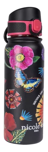 Termo Nicole Lee De 600 Ml Estampado Con Tapa Fw23 Color Butter-Flower Black