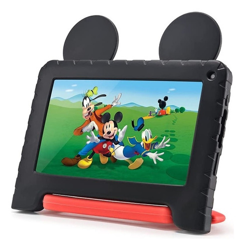 Tablet  con funda Multilaser Mickey Kids 7" 32GB negra/roja y 2GB de memoria RAM