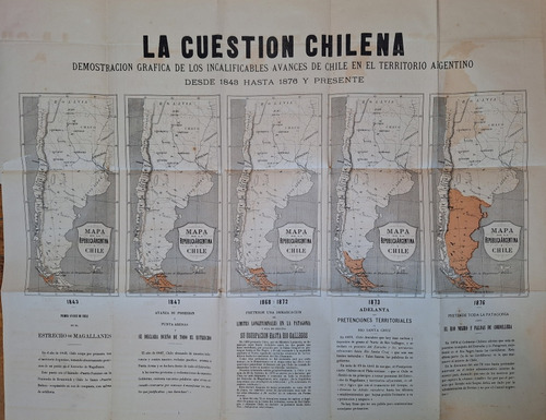 Mapa La Cuestion Chilena Avance Chile En Argentina 1848 1876