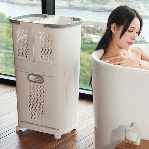 Cesta De Lavandería Con Estante De Almacenamiento Para Baño