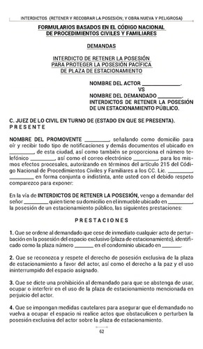 Interdictos Retener y Recobrar la Posesión y Obra Nueva y Peligrosa Legislación Aplicable Criterios Jurisprudenciales Relevantes Aplicables Al Tema Diagramas Procesales y Bibliografía Sugerida 2025