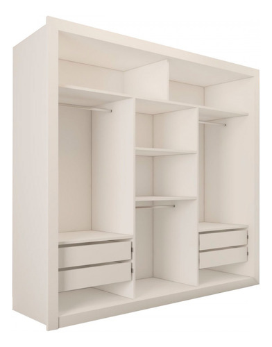 Guarda-roupa Casal Luiza 3 Portas De Correr 4 Gavetas Cor Branco