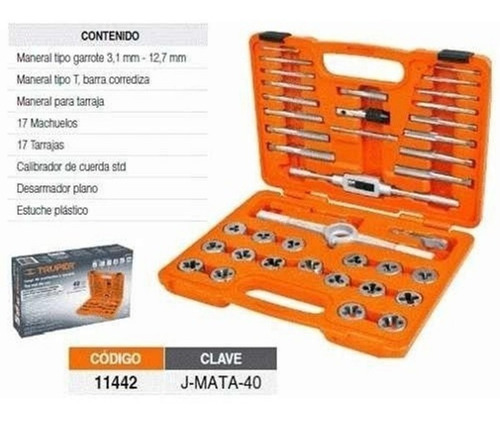 Juego Machos Y Terrajas 40 Piezas Truper Set J-mata-40