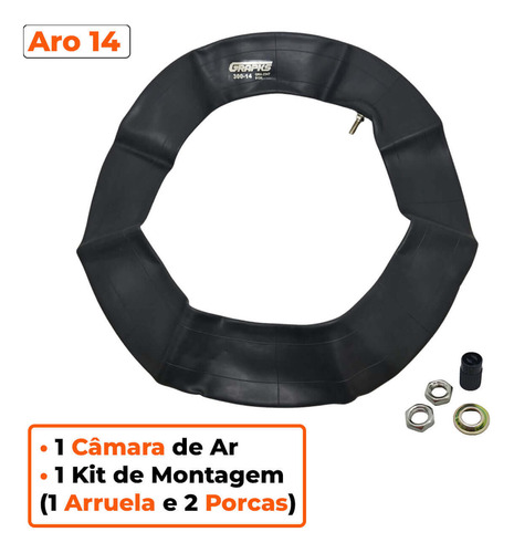 Kit Camara Ar Aro 14 + Vacina Pneu 400 Ml Grapks + Michelin