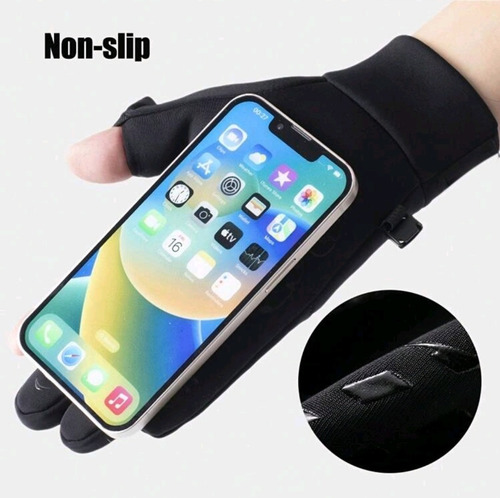 Guantes Termicos Cálidos Impermeables Mujer Bolsillos Tactil Negro L