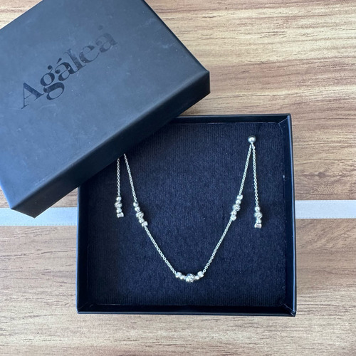 Collar Set De Plata 925 De Cadena Y Aretes Mujer Agálea