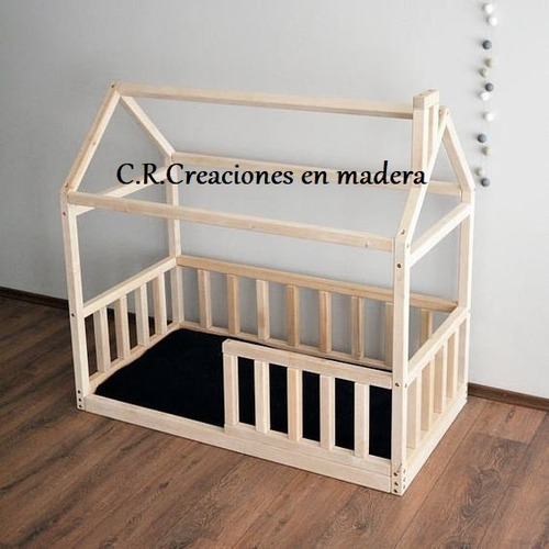 Cunas Camas De Bebe Montessori Con Rejitas Barandas Simple