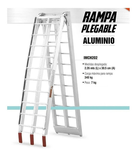 Imagen 7 de 10 de Rampa Plegable Moto Cuatri De Aluminio 2,26mt Carga 340kg
