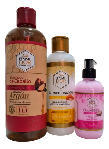 Kit Shampoo + Colageno + Acondicionador Femme D'or + Envío 