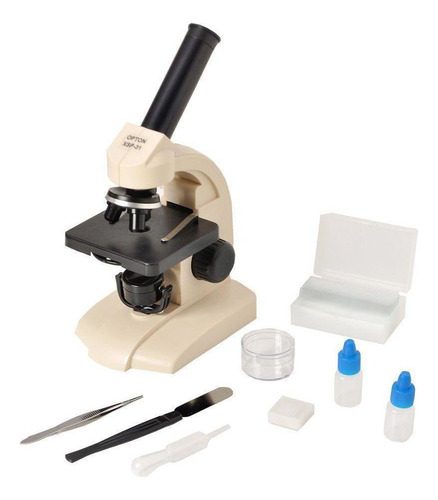 Microscópio Monocular 70-400x Led E Kit Preparo Amostras Cor Colorido