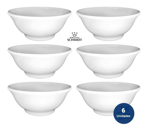 Set Juego X 6 Bowl Ensaladeras Porcelana Schmidt 19 Cm