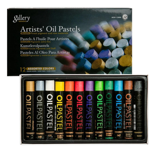 Set Oleos Pastel Mungyo Artist 12 Crayones Color Metalizados