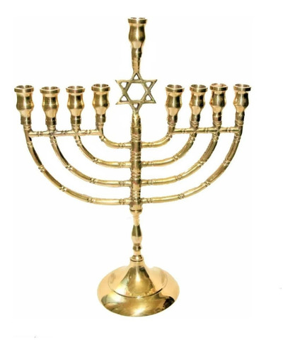 Candelabro 9 Velas Bronze - Menorá - Israel 27x21 Cm