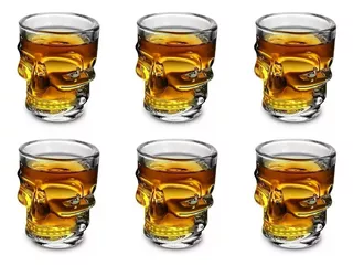 Vasos Tequila Shot Chupitos X 6 Aperitivos Whisky Calavera Color Transparente