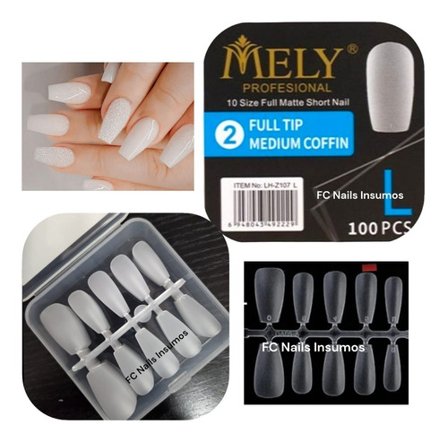 Mely Tips X 100 Un. Soft Gel / Mate Prelimados