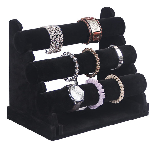 Justsoso Soporte De Pulsera De Terciopelo Negro De 3 Niveles