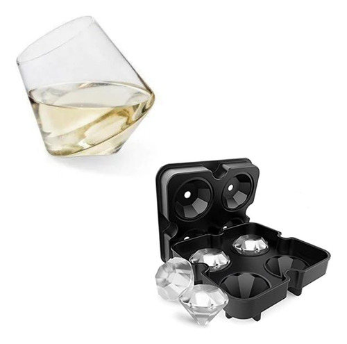 Set De 4 Vasos Mareados Whisky Y Hielera Cubetera Esferas  