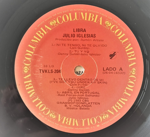 Julio Iglesias Lp Libra (Usado)