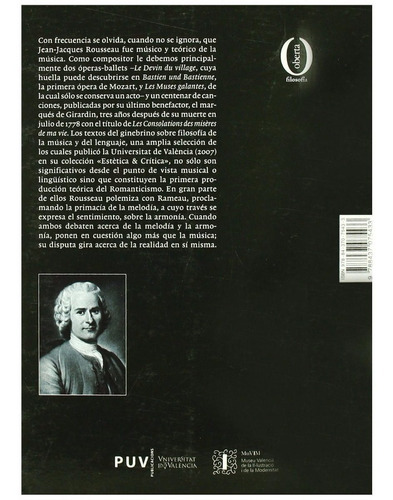 Rousseau: Música Y Lenguaje: Sin Datos, De Anacleto Ferrer. Serie Sin Datos, Vol. 0. Editorial Puv, Tapa Blanda, Edición Sin Datos En Español, 2010