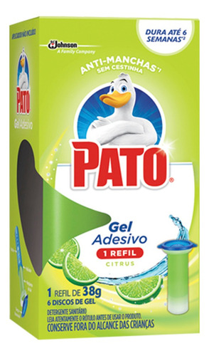 Adesivo Gel Sanitário Pato Citrus 38g Refil Com 6 Discos