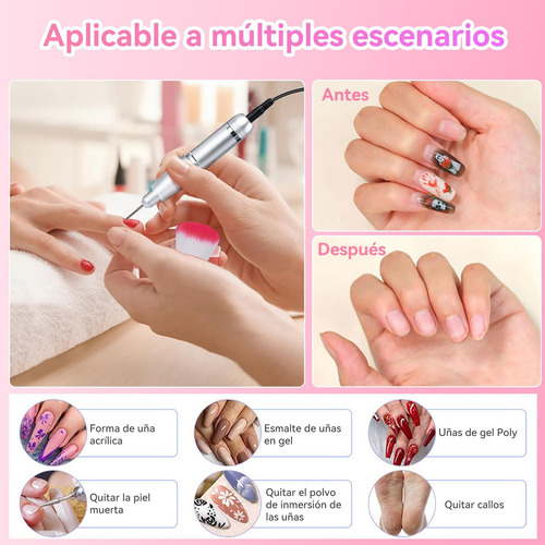 Pulidor De Uñas Profesional Portátil Con Pantalla Digital Rosa